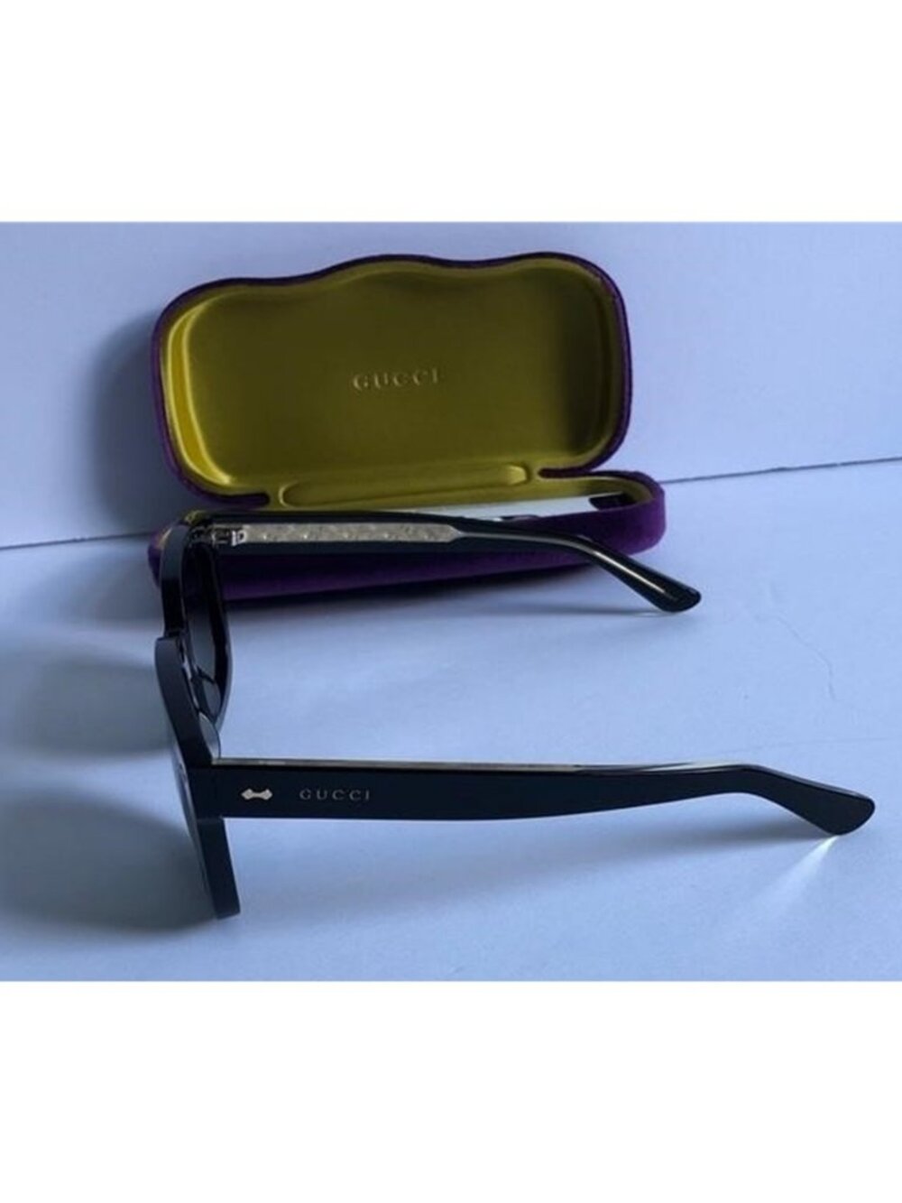 New Authentic Gucci GG0912s 001 Men Black Sunglasses with Purple & Gold Case - Picture 8 of 12